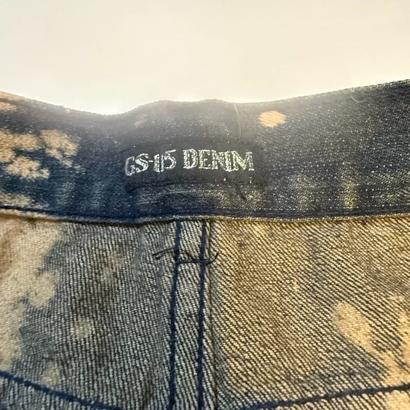 GS-115 Bleach-Splatter type Distressed Skinny Jeans - Denim Black & Tan - Picture 3 of 5